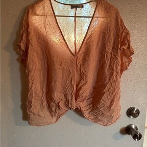 Elegant Peach V-Neck Blouse